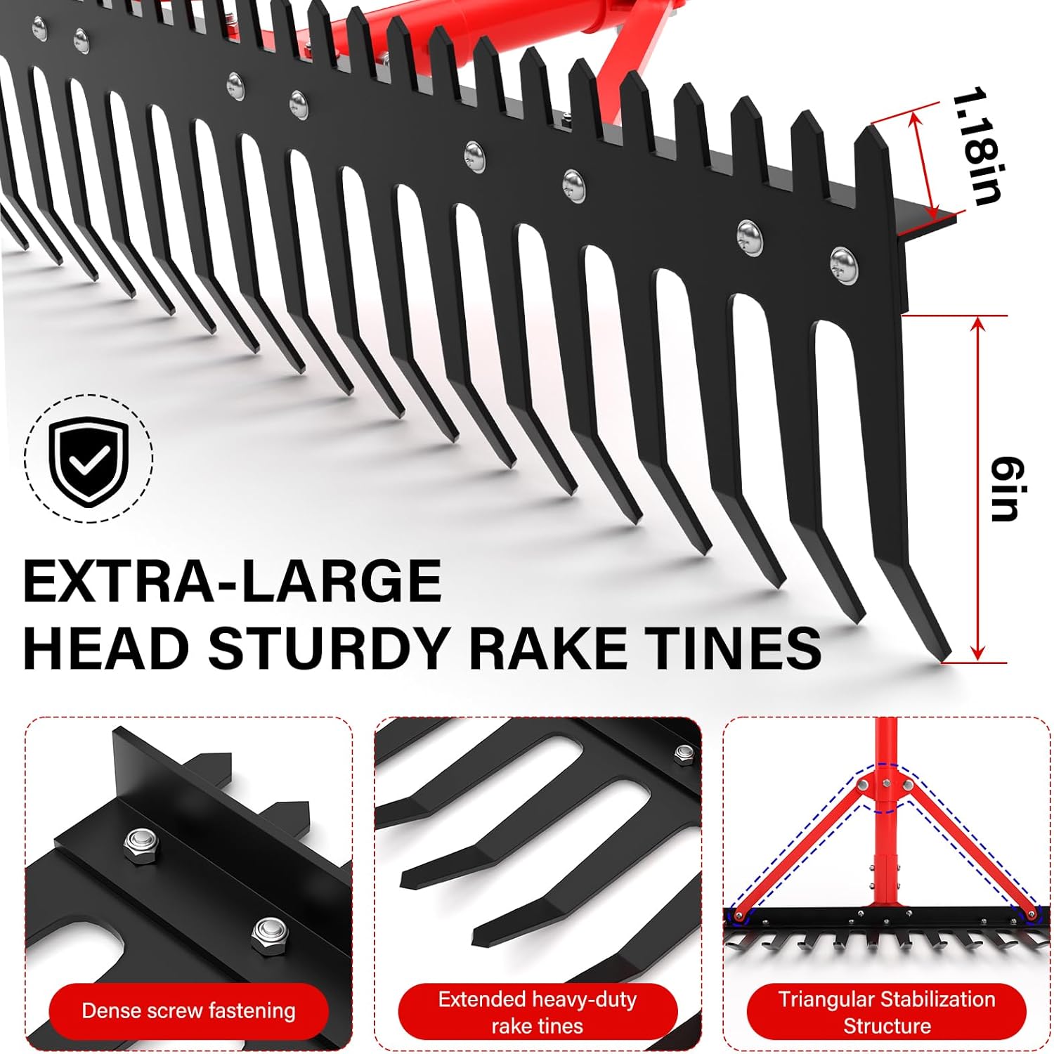 Extra Large Aquatic Weed Rake Heavy Duty Aluminum Pond Rake with 6" Metals Long Tines 37" Double Sided Floating Lake Harrow 11' Pole for Removal of Weeds Leaves & Floating Scum( Patents Pending)