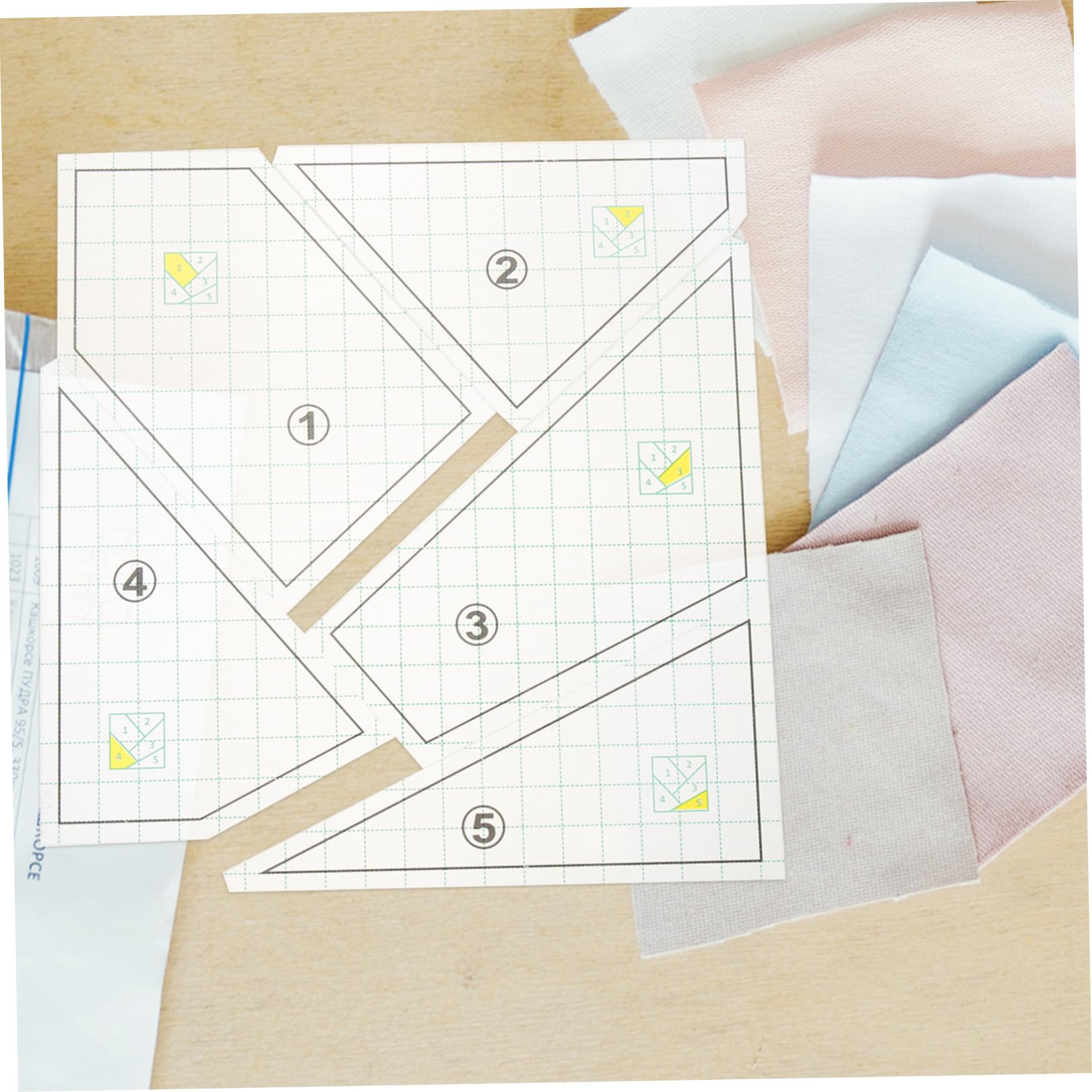 Righello per Cucire in Plastica 5 Pezzi Modello per Trapuntatura e Taglio Tessuti Guide per Sartoria e Patchwork
