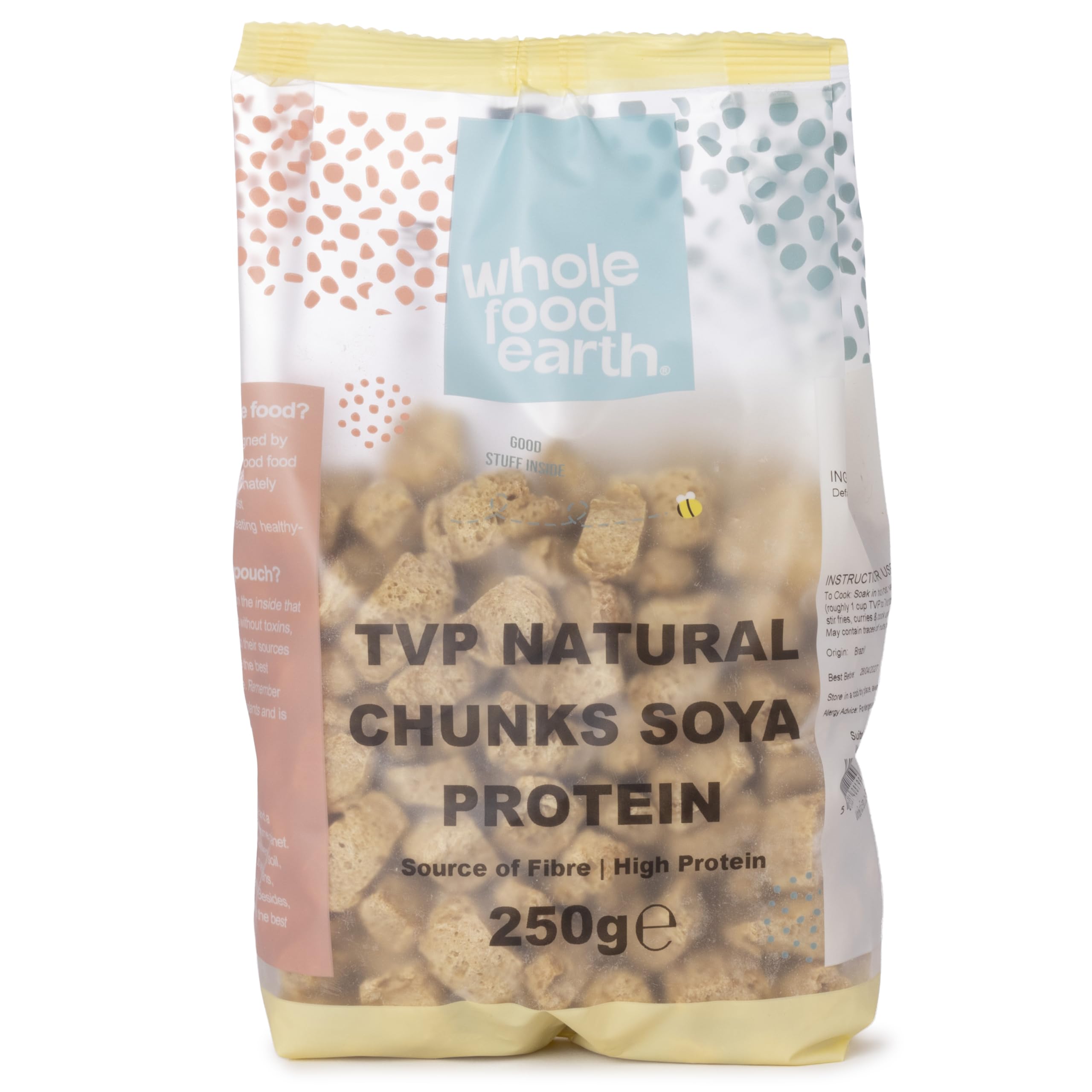 Whole Food Earth TVP Natural Chunks Soya Protien 250 g