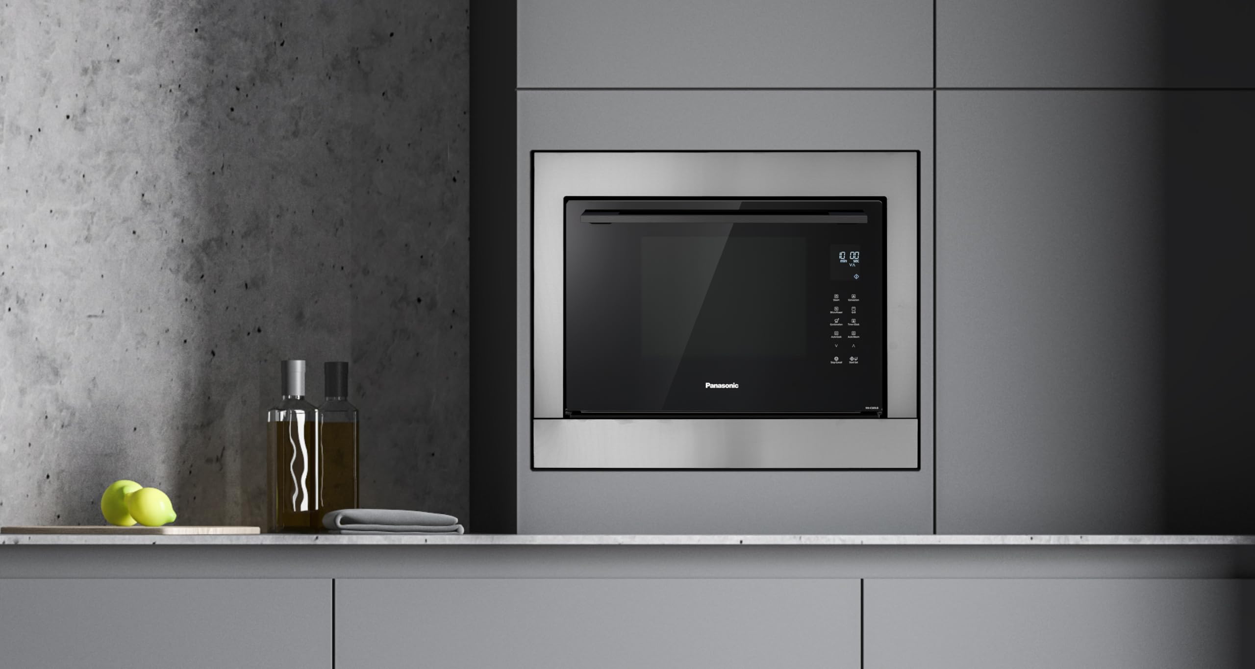 Panasonic NN-TK81LCSCP Kit encastré Four à micro-ondes NN-CS88, finition en acier inoxydable
