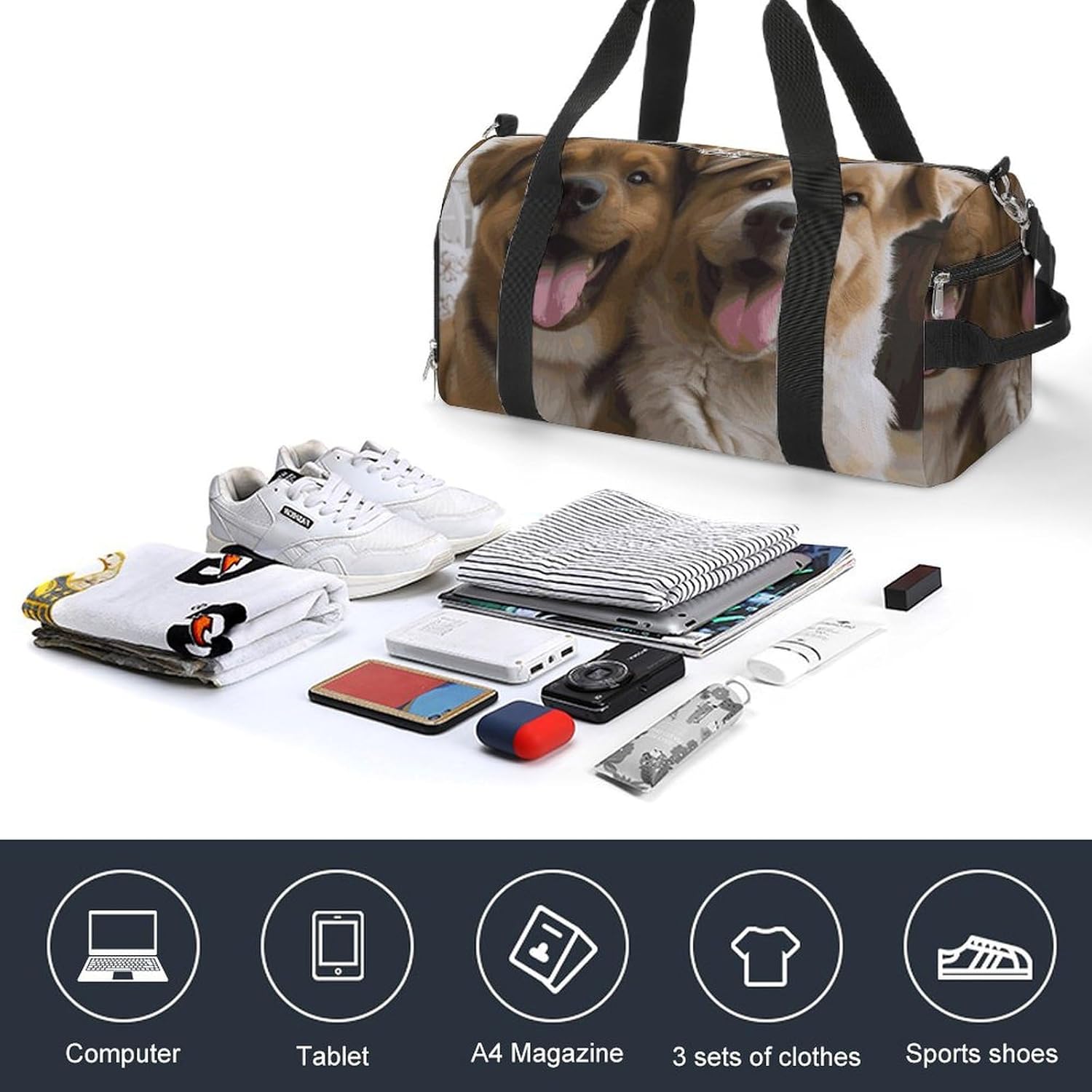 Gym Bag for Men Travel Duffle Bag Funny Dogs Tote Bag Weekender Duffel Bag Weekender Bag for Sports