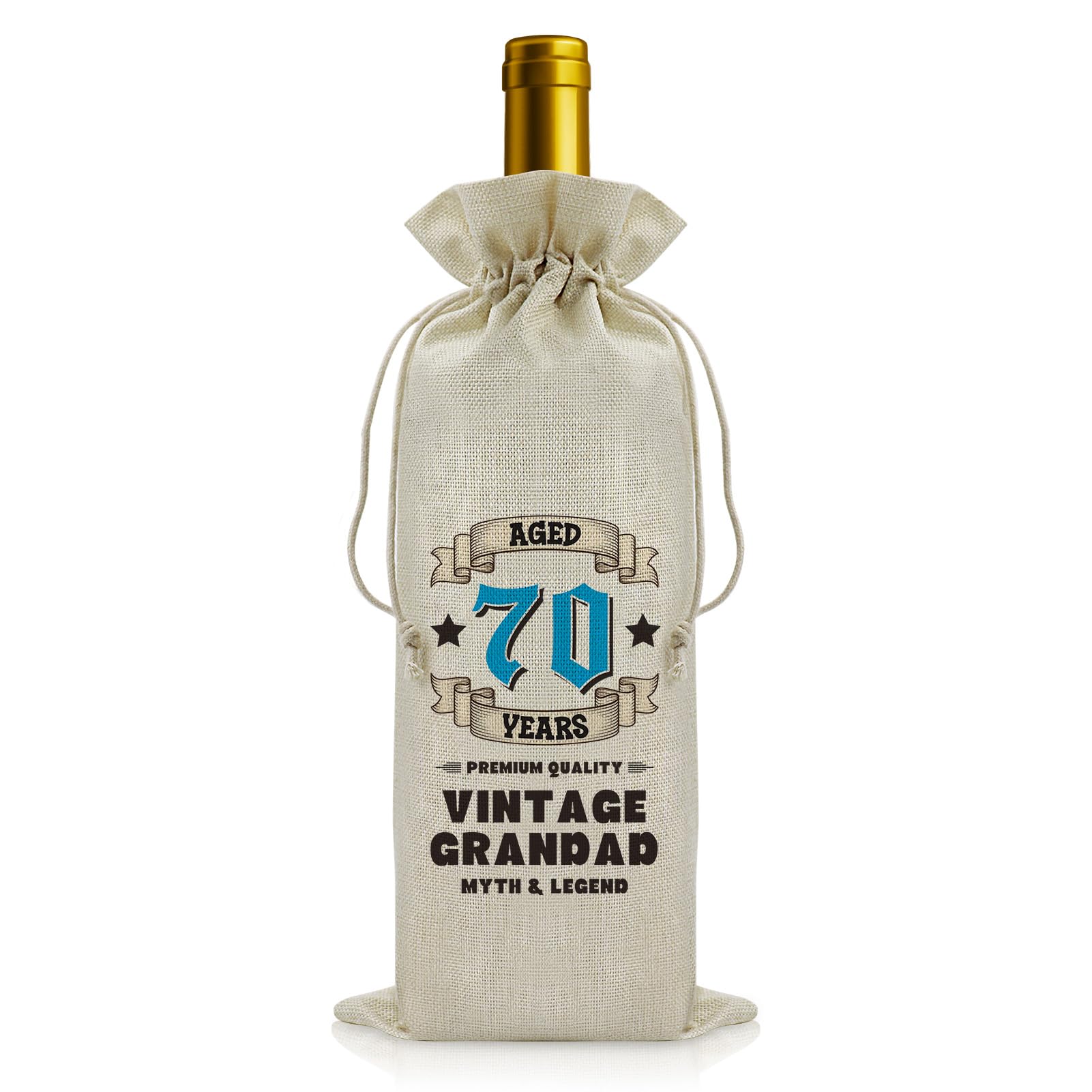70th Birthday Gift for Grandad Wine Bottle Bag Congratulation 70 Years Old Birthday Gifts for Him Turning 70 Gifts for Men Grandad Present from Grandchildren Wine Gift Bag for Grandpa Grandfather