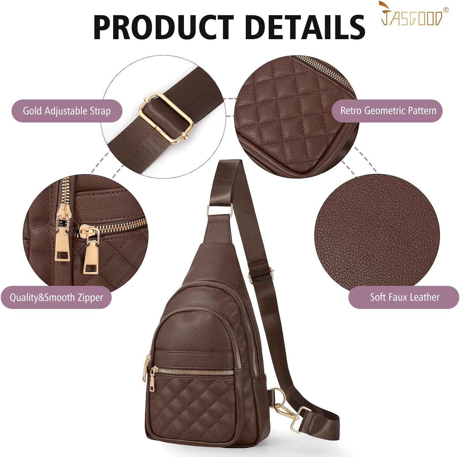 Sling Bag for Women Crossbody Leather Fanny Packs Chest Bag Fashion Sling Backpack Travel JASGOOD