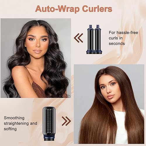 Miniatura 5 de TECHMERI - Cepillo secador de pelo 6 en 1 iónico 6 en 1, cepillo secador de alta velocidad de 110000 rpm, secado rápido con rizador de envoltura