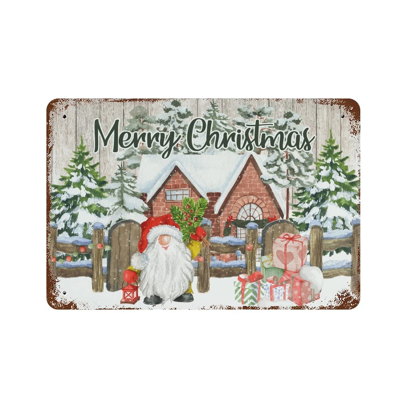 Panneau vintage Merry Christmas de grand format 30x45 cm en métal durable pour cour et bar