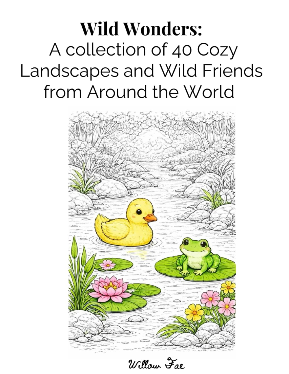 Wild Wonders: A collection of Cozy Landscapes and Wild Friends from Around the World: Stress relief. Adult coloring book. Art therapy. Unplug. Mindfulness. Calming. Peace.