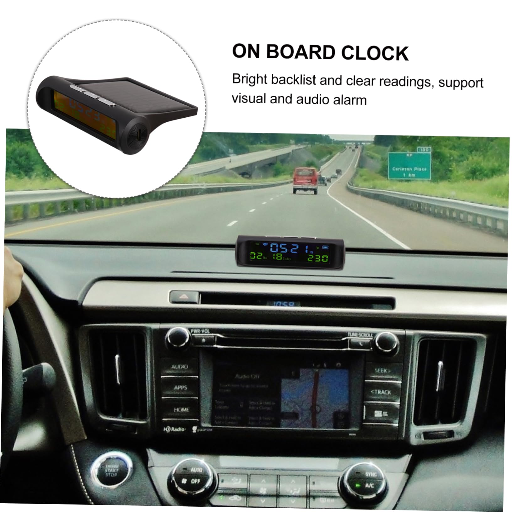 Mobestech 3piezas Reloj Digital Solar Para Coche Calendario y Pantalla Led Monitor De Temperatura y Presión De Neumáticos Compacto y Portátil Para Uso Interior y Exterior