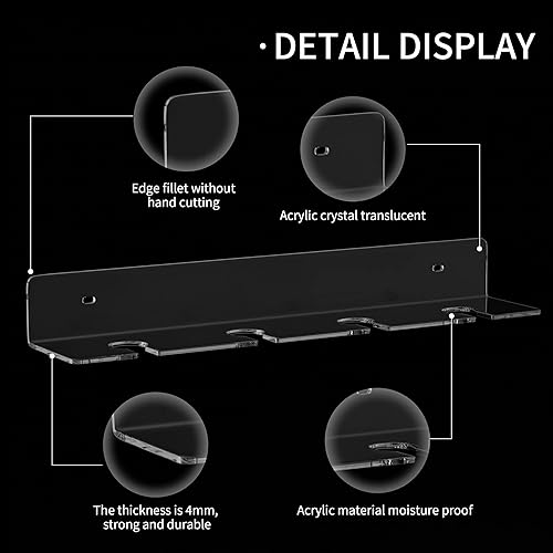 Miniatura 3 de Clear Acrylic Under Cabinet Wine Glass Holder, Wall Wine Glass Storage Shelves, Stemware Wall Rack (4 Glasses 2 Pack)