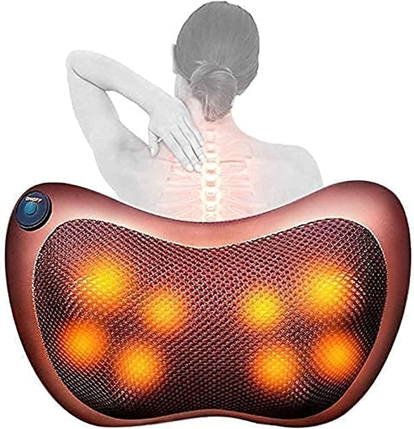 Toshionics Multifunction Massage Pillow with 8 Massager Heads Heater Neck Shoulder Body Electric Massager Home, Office, Car, Bed Use