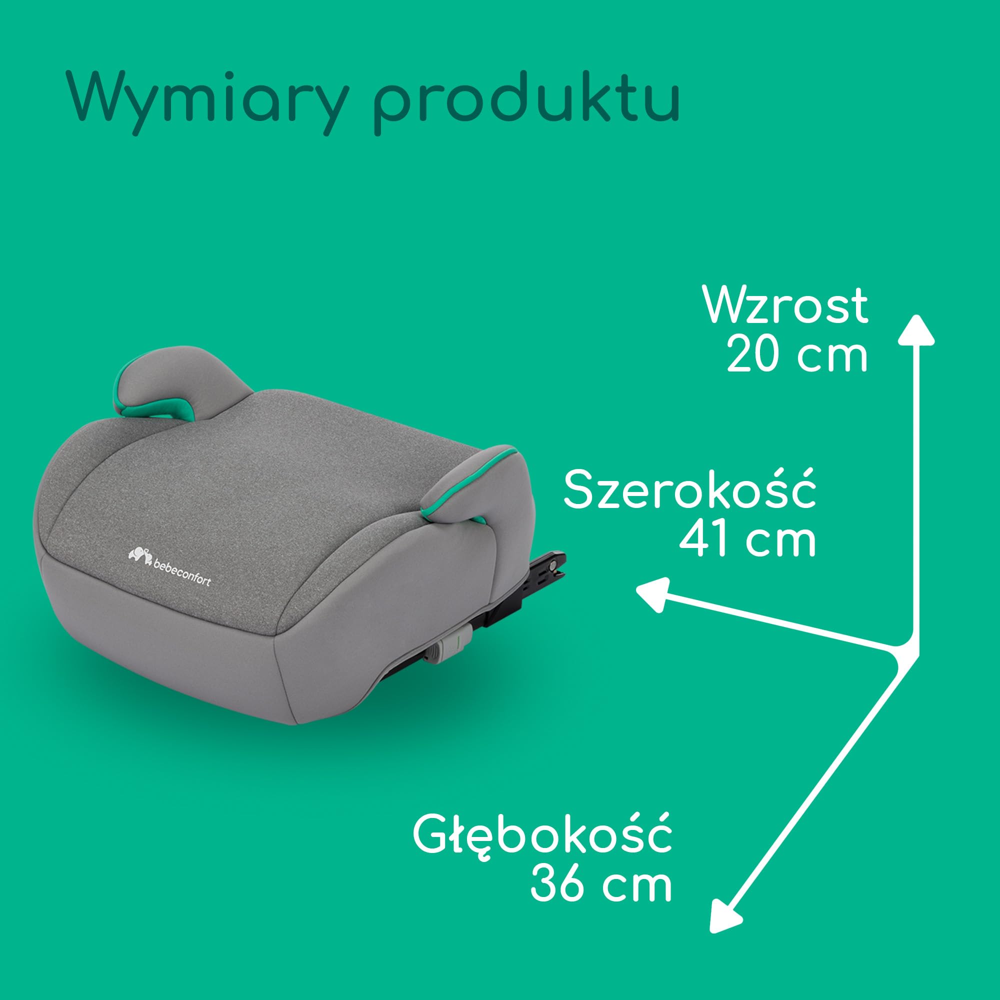 Bebeconfort Manga i-Fix, Booster dla starszaka, Fotelik typu booster z miękką poduszką i systemem ISOFIX, Lekki wyściełany fotelik dla starszaka, 6–12 lat, 22–36 kg, 128–150 cm, Tinted Gray