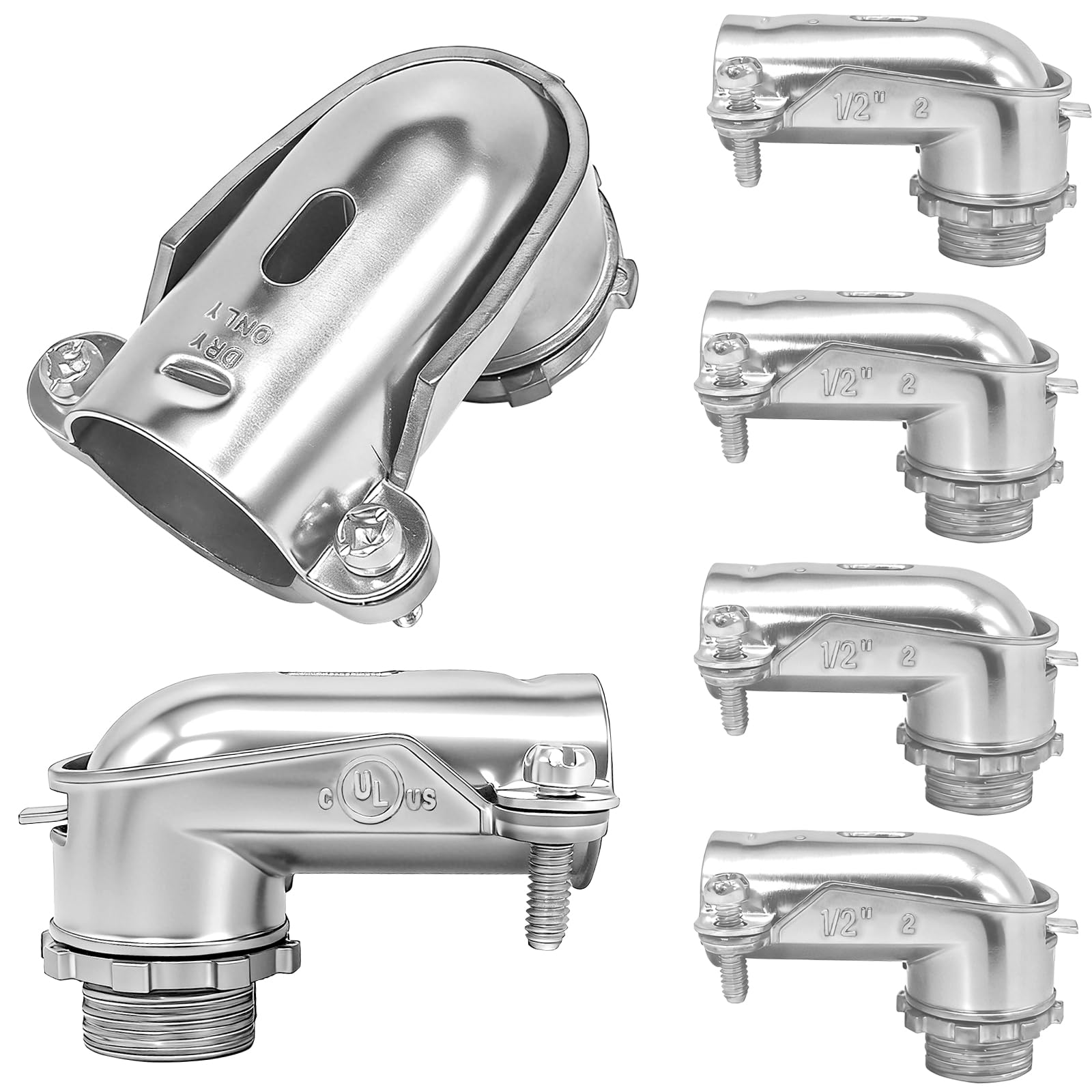 Tewloss 6 Pcs 90° Squeeze Connectors, Zinc Die Cast, 1/2 Inch