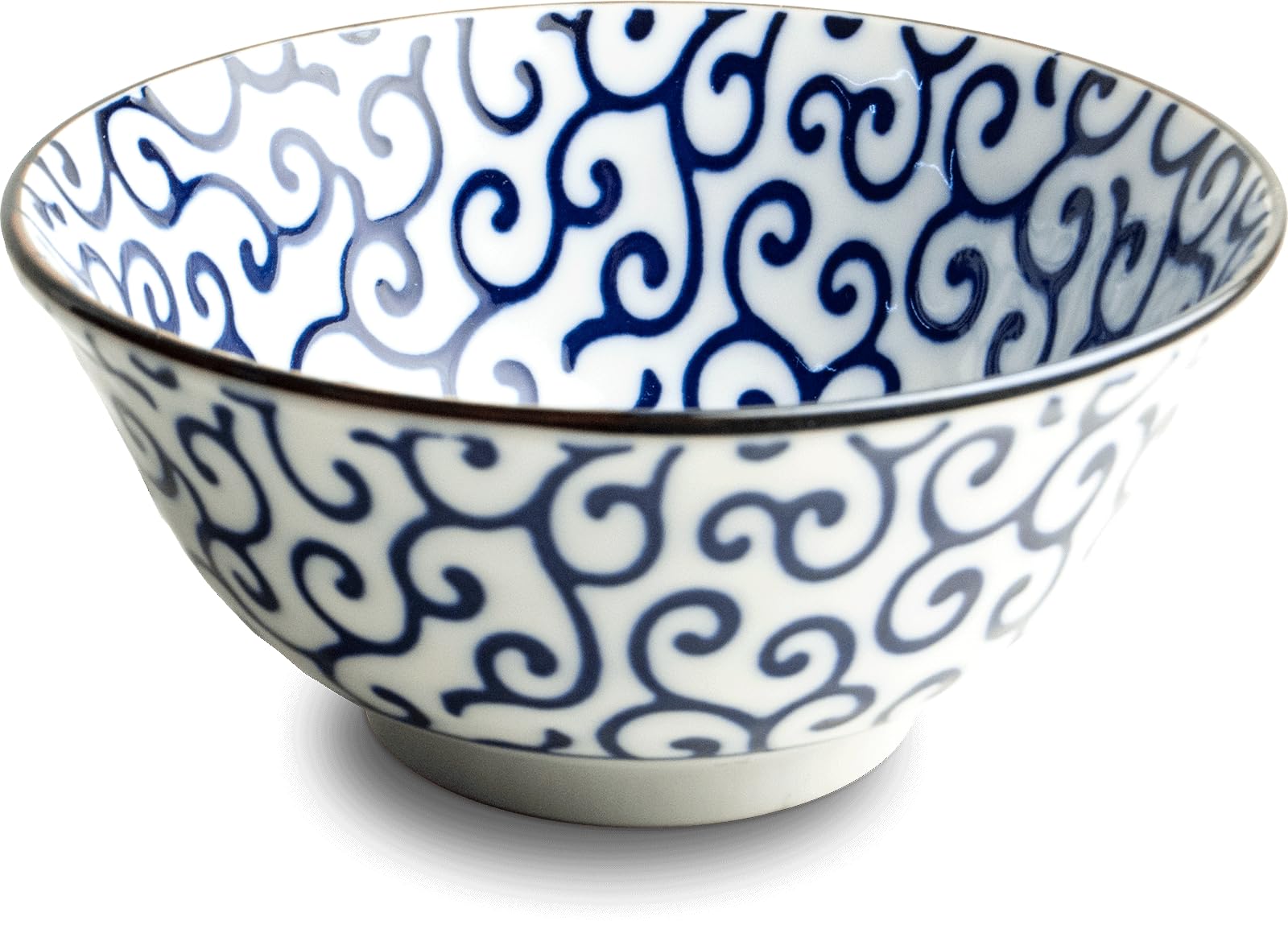 Japan-Bowls AsiATICA - Lot de 5 bols à ramen en porcelaine de 15 cm - Bols asiatiques de qualité supérieure pour riz, pâtes, tapas, udon, céréales - Set de bols à soupe avec designs japonais (Seigaiha