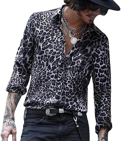 men's leopard button down shirts