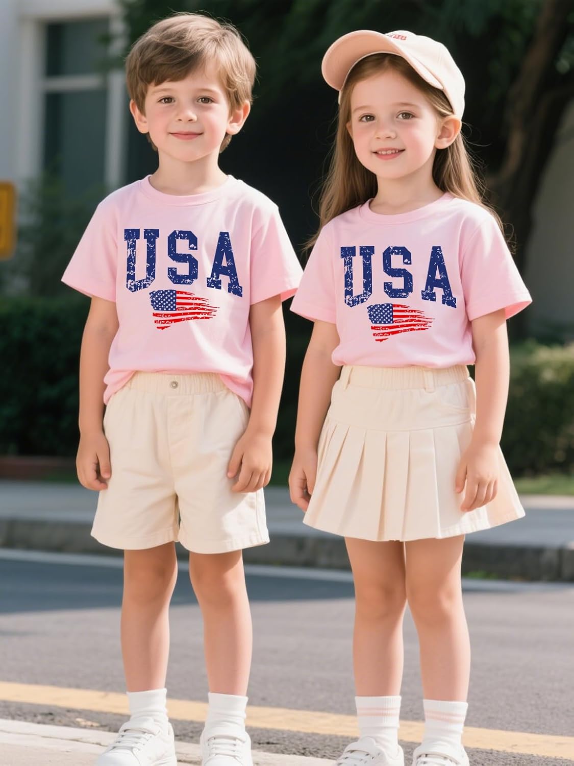USA American Flag Shirts Little Kids Boys Girls 4th of July Patriotic T-Shirt Toddler Summer Short Sleeve