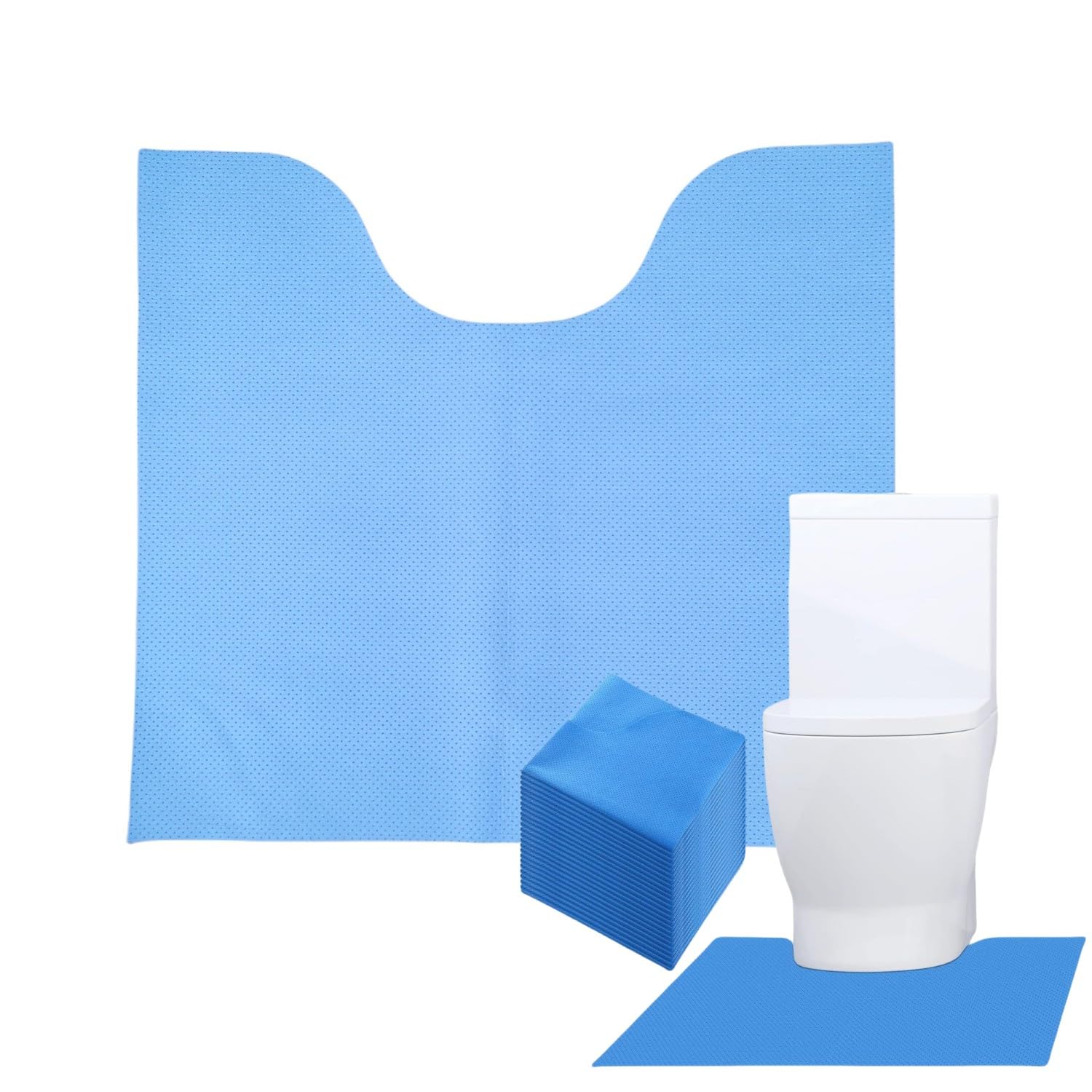 Blue Upgraded 25 Pack Disposable Toilet Mats,Super Absorbent Toilet Training Mat for Kids & Adults,Non-Slip Pads for Bathroom Floor,U-Shaped Potty Training Rug,Around Toilet Urine Protector 24"x22" - Image 3