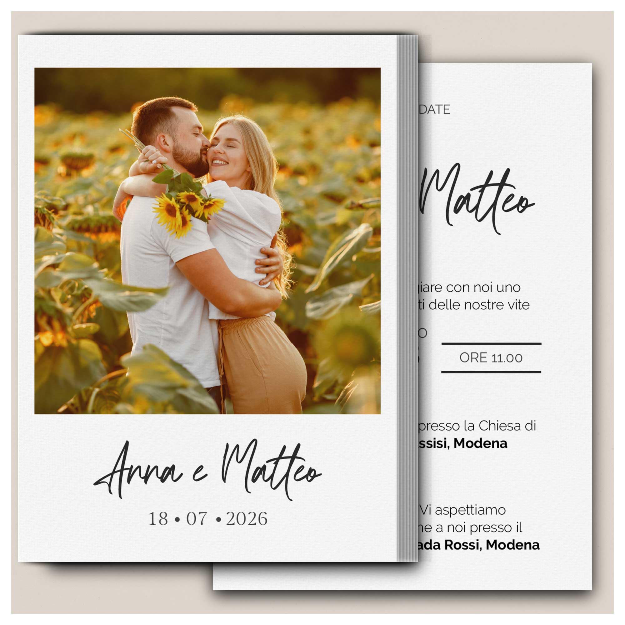 Partecipazioni Matrimonio Personalizzate 24pz Stampa inclusa - Inviti Matrimonio Personalizzabili in Carta Martellata Alta Qualità 200gr - 16x11,5cm - Essential WI-4 EchoPrint