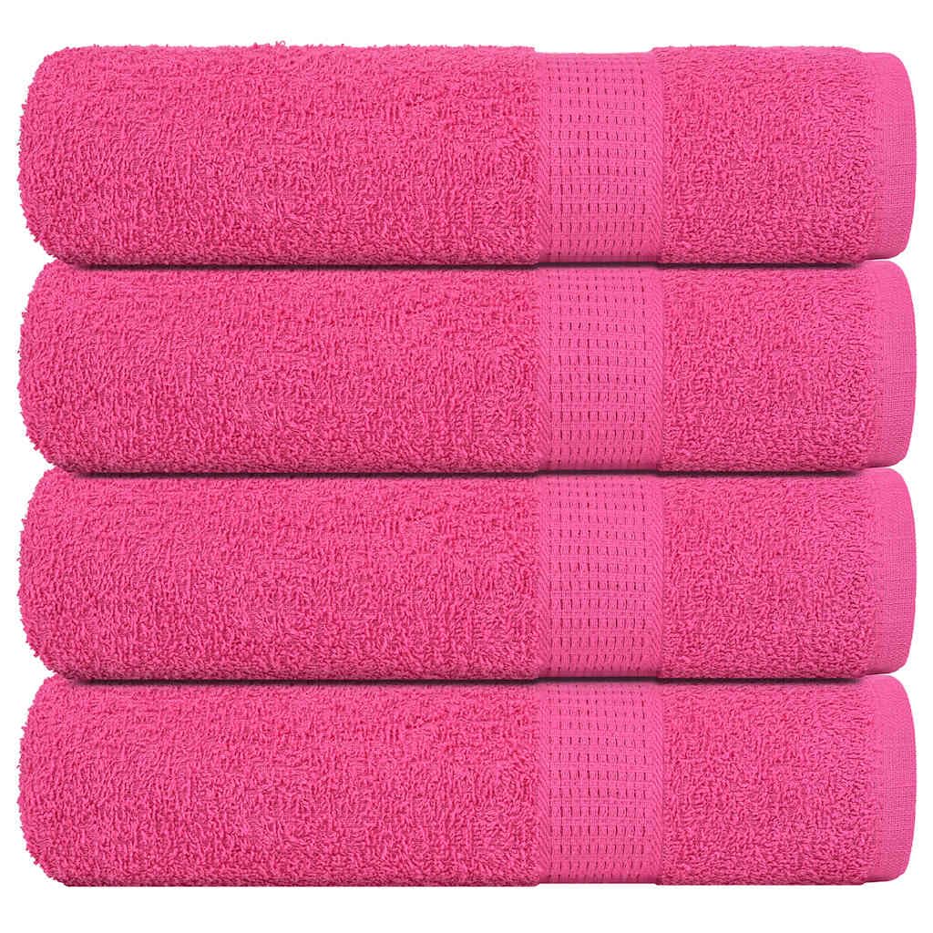 Juego de 4 toallas de ducha Frogn, 70 x 140 cm, 360 g/m², algodón hilado en anillo, color rosa, con lazo para colgar, absorbentes para baño, ducha, sauna, spa y hotel