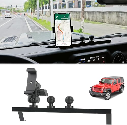 JL - Soporte para teléfono celular, estructura totalmente metálica, ajuste de 360, estabilizador antivibración, apto para Jeep Wrangler 2018-2023 JL