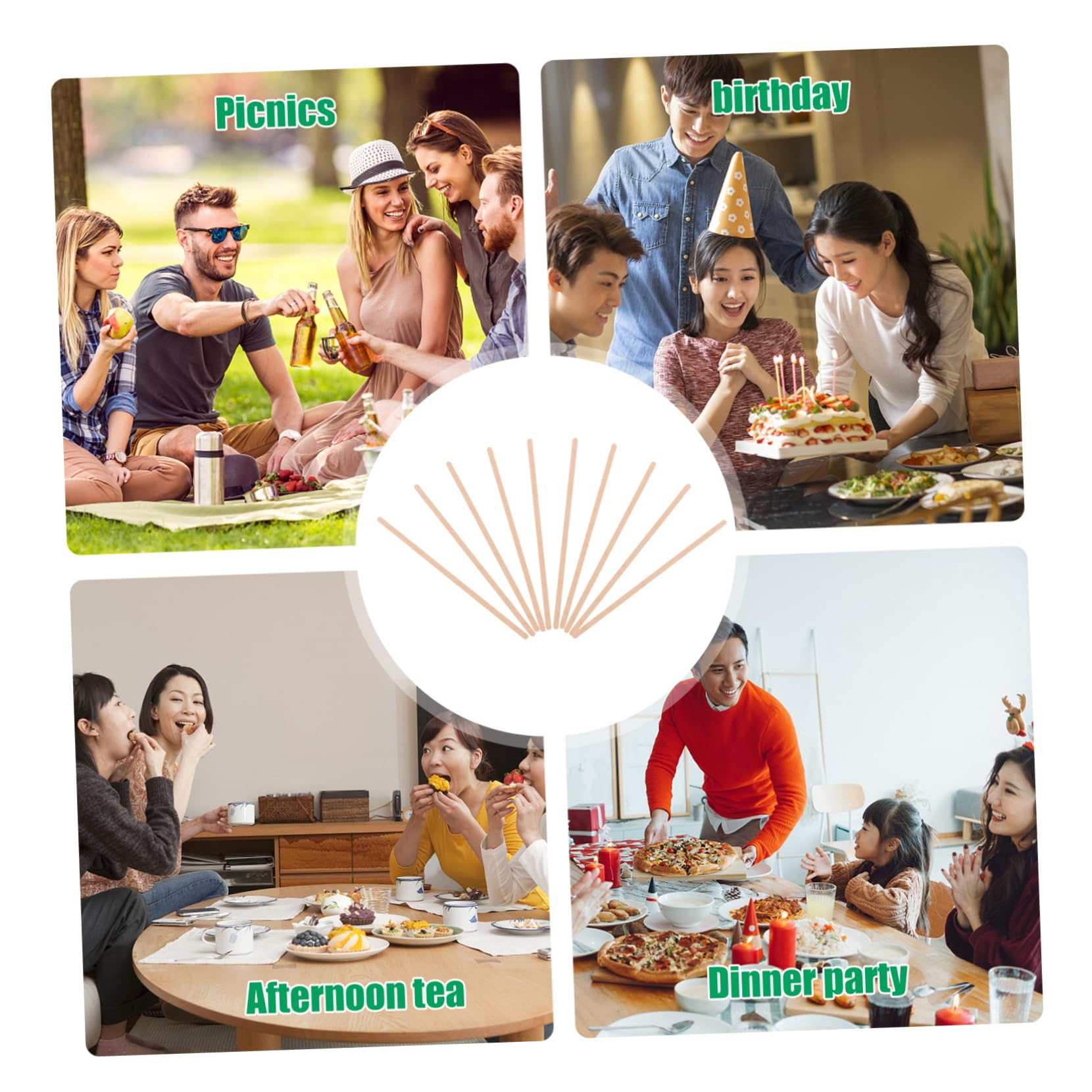 CANIGHT 150pcs Wooden Coffee Stirrer Sticks 14cm Sturdy Art Stirring Rod Black for Drinks Cocktails