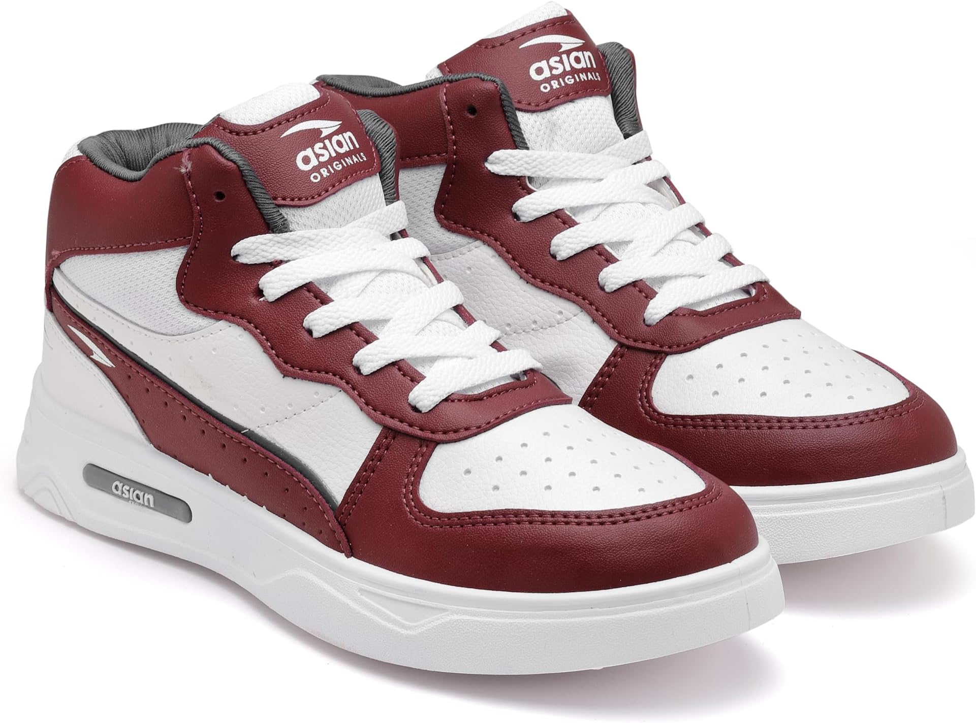 Men's White Casual Sneaker Hi-Neck Shoes with Synthetic Upper Lightweight Comfortable Mid Top Sneaker Shoes for Men's & Boy's Boston-11