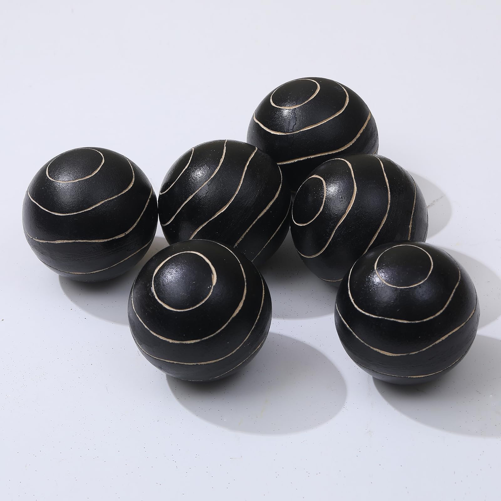 vskikris Set of 6 Decorative Orbs for Bowls and Vases - Circle Pattern - Resin Round Sphere Balls for Living, Dining Room Coffee Table Centerpiece Home Decor