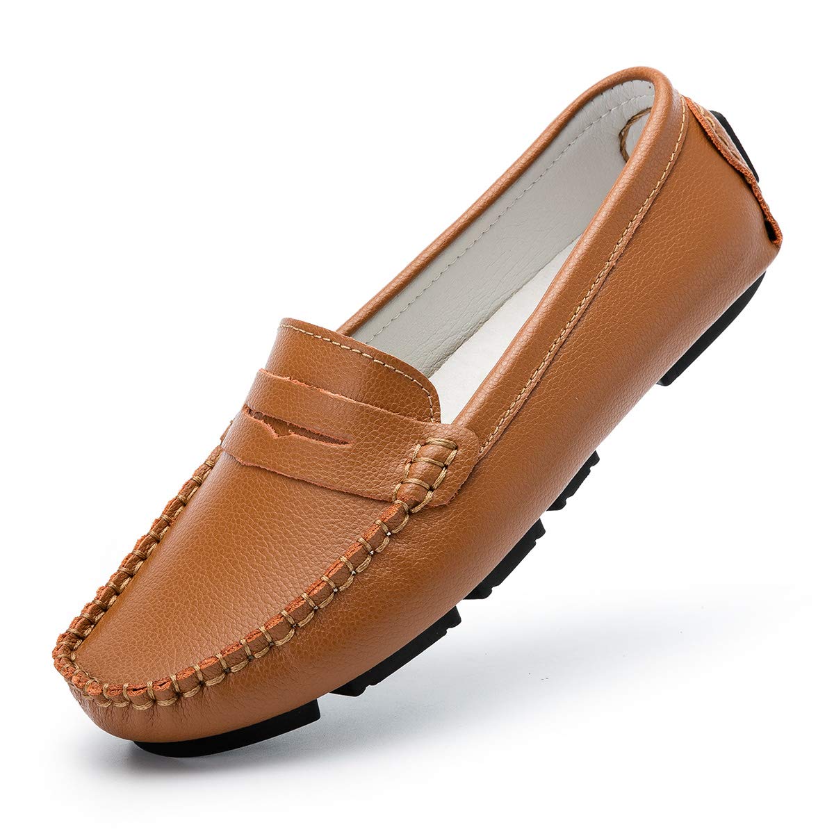 Women's Penny Slip-On Loafers Leather Driving Shoes Classic Casual Flat Moccasins