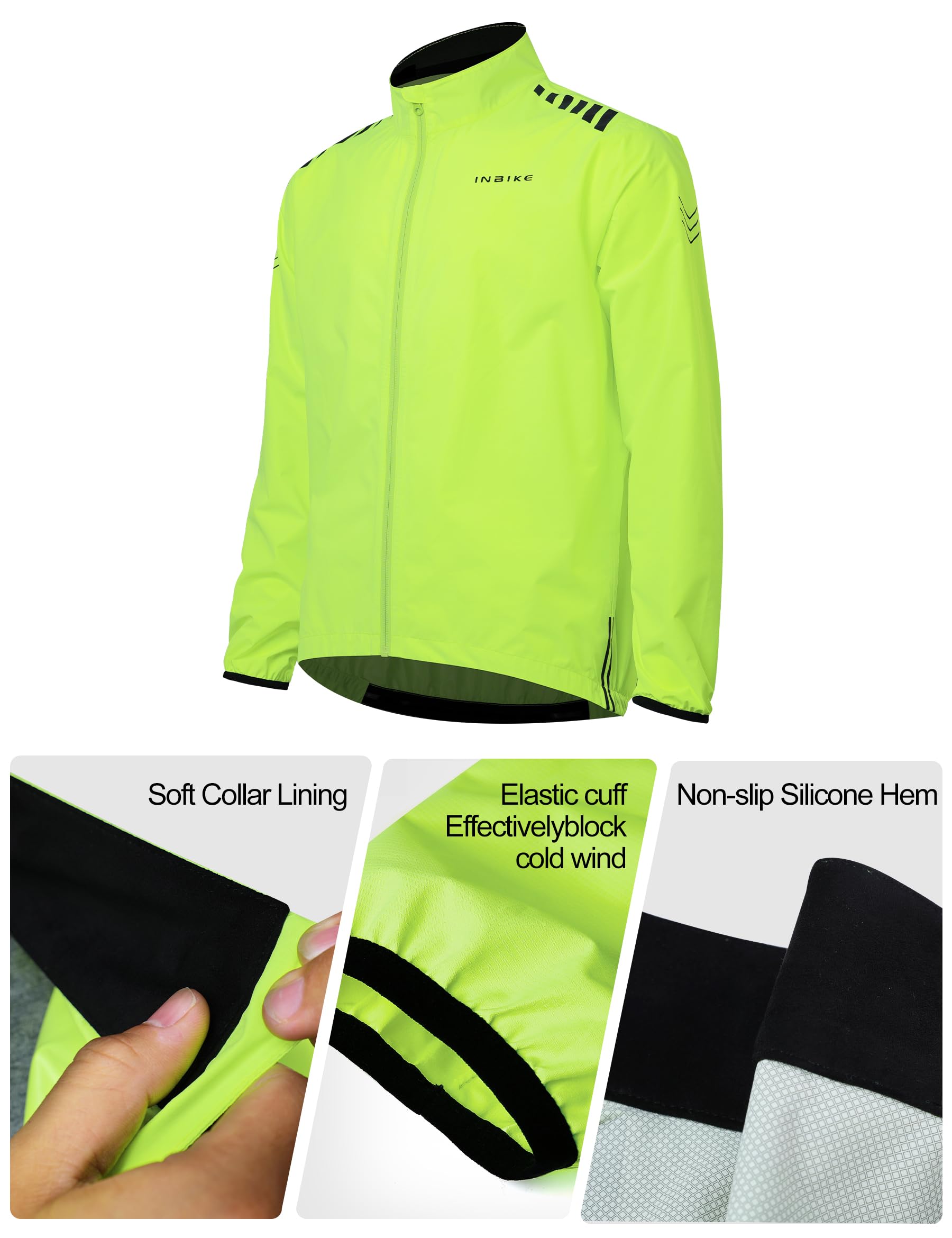 INBIKE Giacca Impermeabile Uomo Giacca Antivento Antipioggia Giacche Sportivo Catarifrangente Traspirante per Running Corsa Trekking Ciclismo e Vita Quotidiana per Uomo e Donna