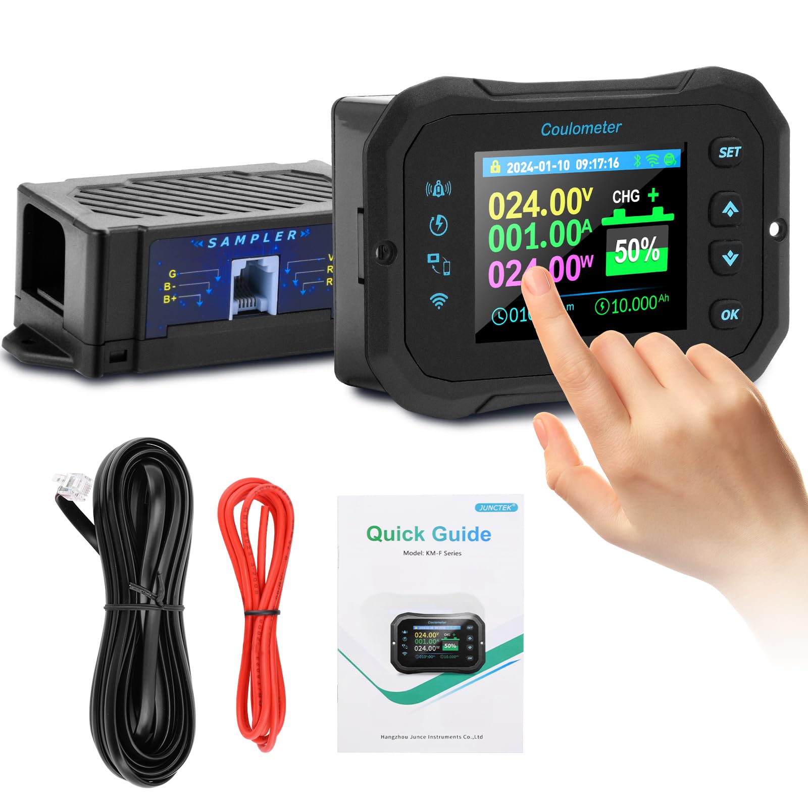 Batteria Capacità Monitor 100A 12V 24V 36V 48V 60V 72V Battery Meter Multifunzione monitor per batterie Display LCD WIFI da 10–100V con Allarme del sensore di temperatura.