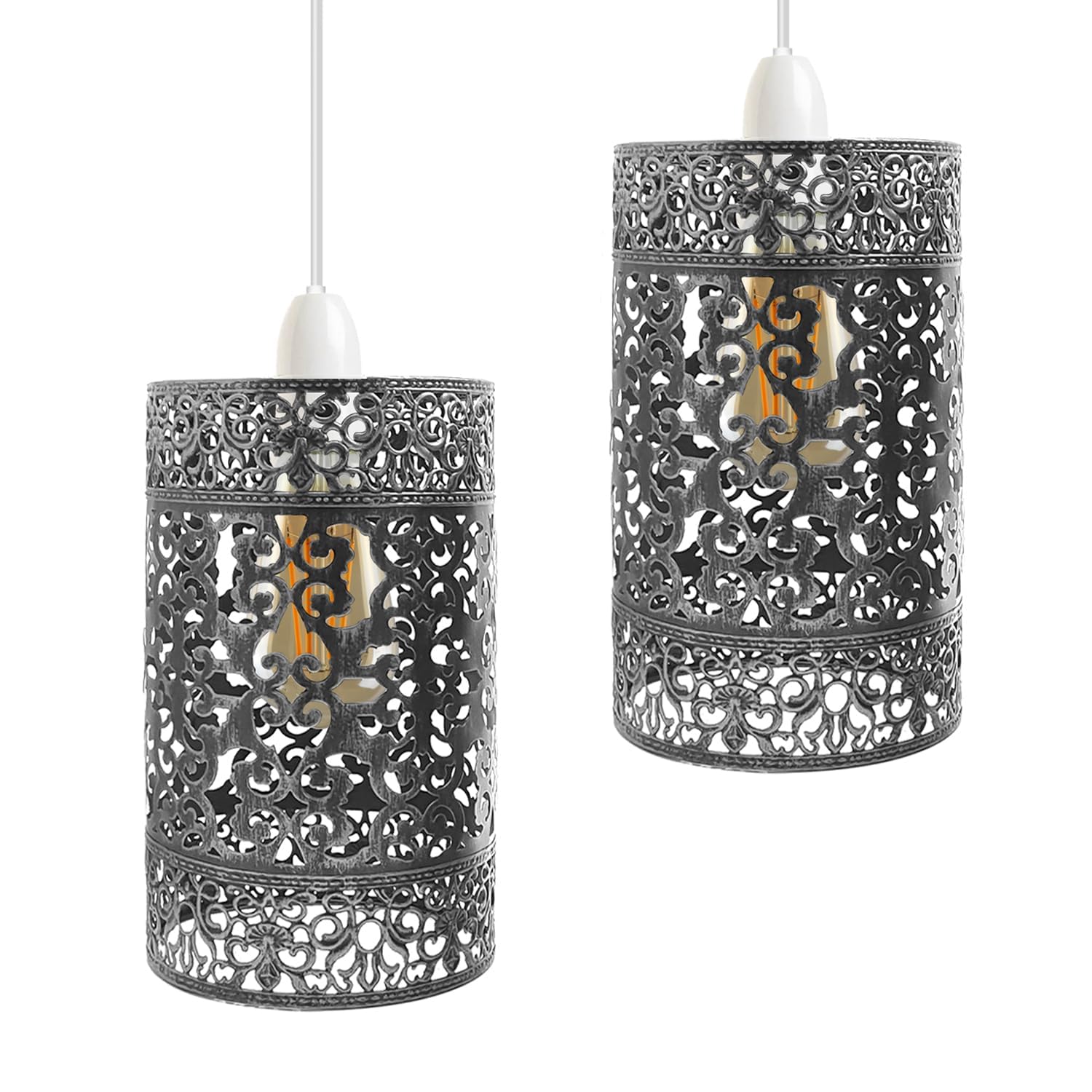 2 Pack of Moroccan Designed Metal Circular Pendant Light Shade Ceiling Light Fitting Ceiling lamp Shades Industrial Ceiling Lights lampshade for Kitchen Light Ceiling lamp โ image 1