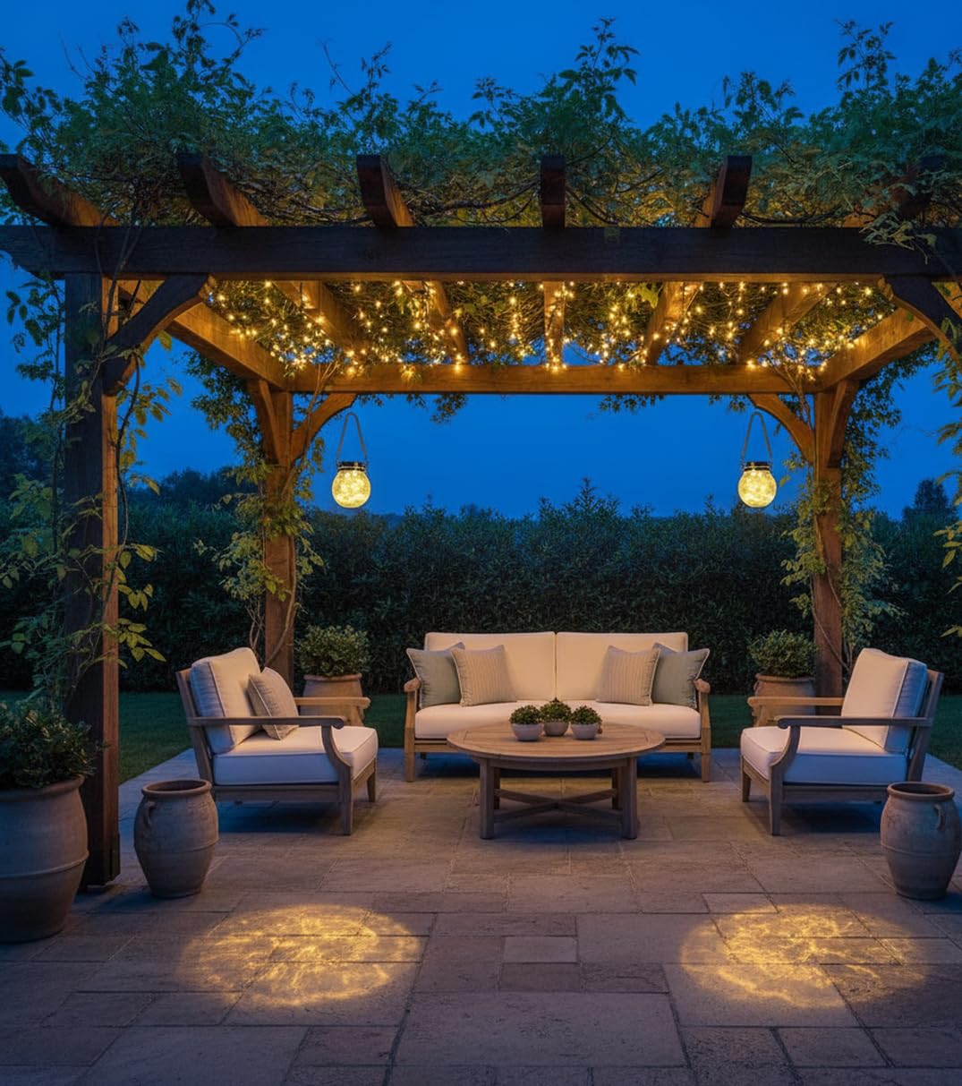 BEL AIR HOME - Lot de 2 Suspensions Solaires LED en Verre 3000K IP65 - Éclairage Extérieur Automatique 8-12h - Déco Élégante pour Jardin, Patio - 30 LEDs Chaudes, Verre