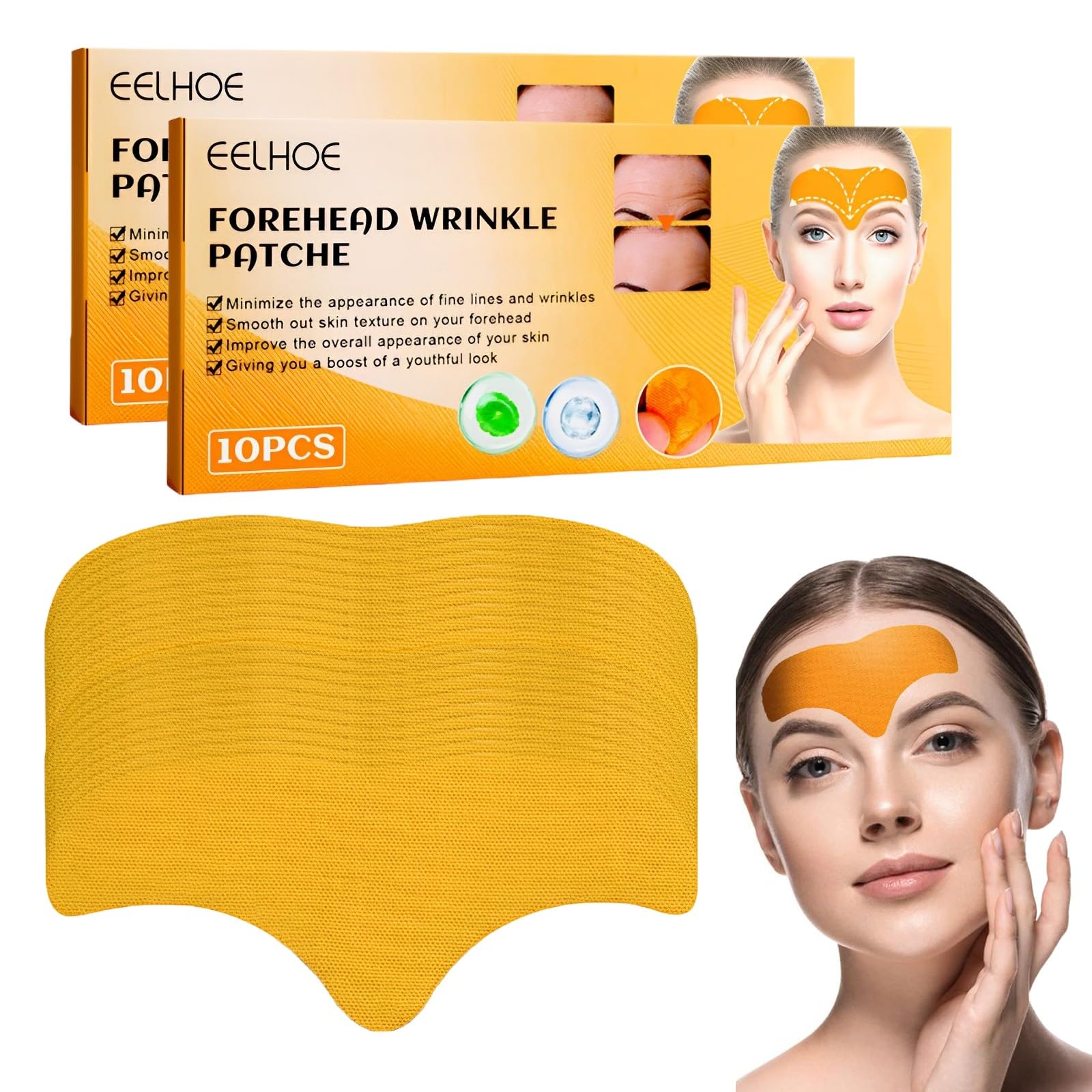 20 Pcs Forehead Wrinkle Patch Anti-wrinkle forehead pads- Smooth Face Mask with Hydrolysed Collagen Face Treatment Multipurpose Lightweight Effective Anti-Aging Forehead Mask for Men& Women