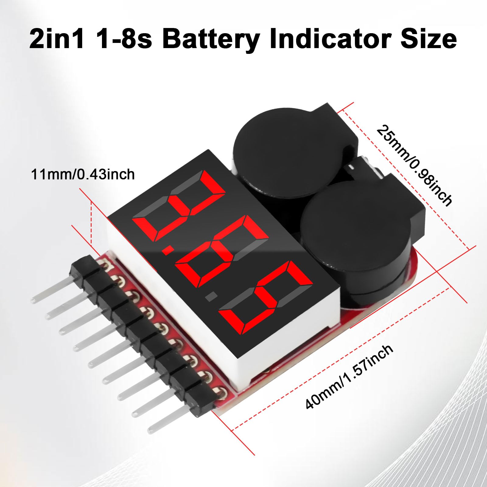 RUIZHI 1-8S Lipo Testeur Batterie Moniteur, Alarme de Basse Tension de Batterie au Lithium, Indicateur de Niveau Testeur de Batterie avec Indicateur LED pour Lipo/Life/LiMn/Batterie Li-ion(6 Pièces)