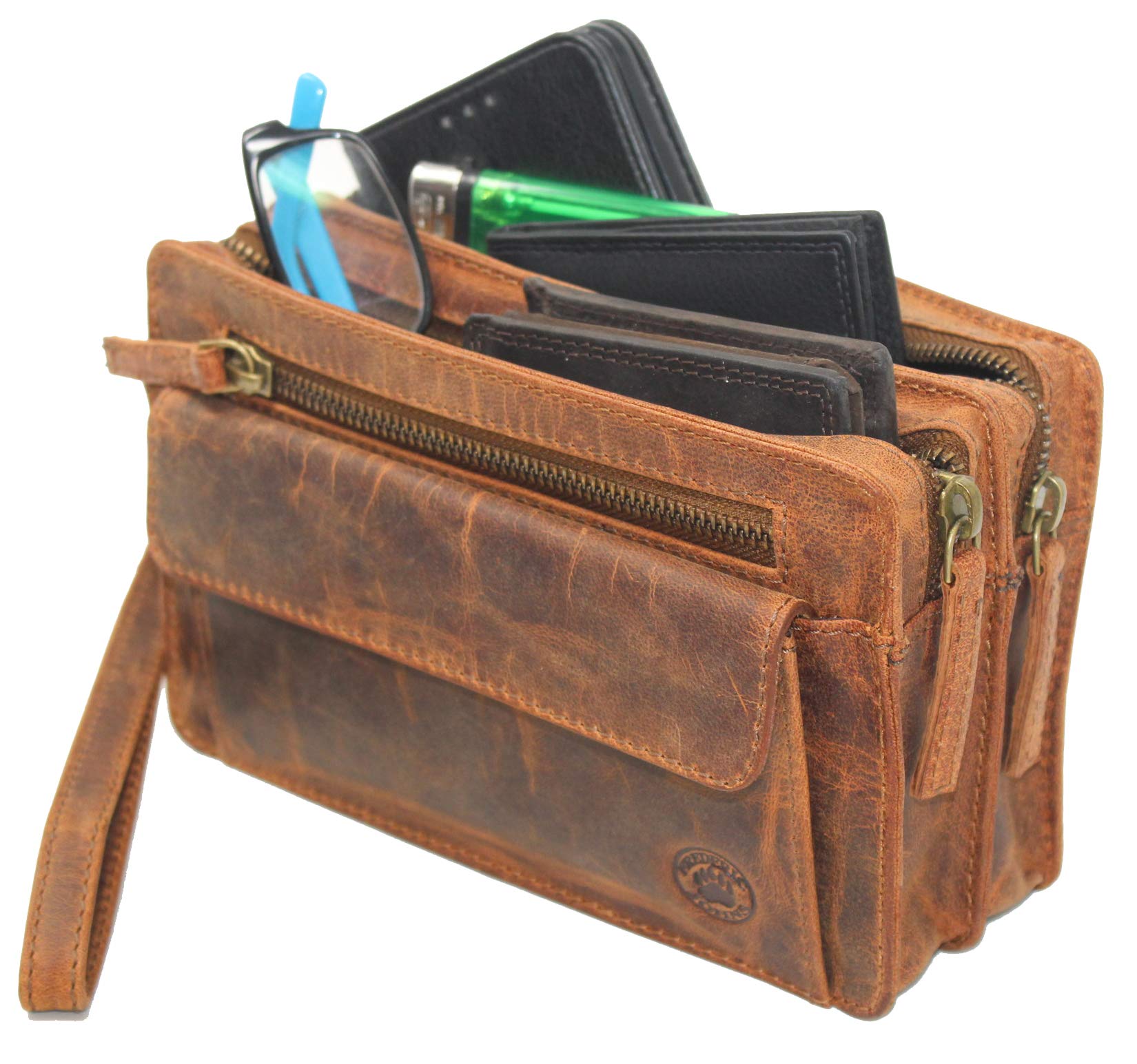 Frédéric Johns bolso de cuero para hombre - bolso de cuero vacío para hombres - Bolso Mano Piel Hombres - Cartera Mano Bolsa portadocumentos