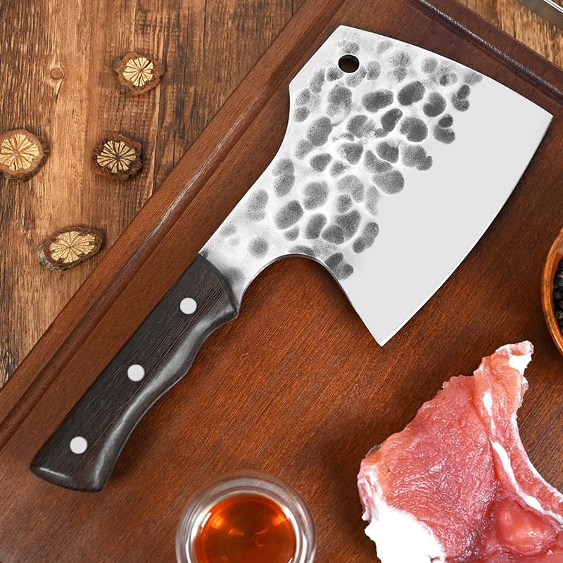 Meat Cleaver,Cleaver Knife 5 Inch Chop Knife Sharp Machete Butcher Hatchet Longquan Kitchen Knives Big Bone And Poultry Tools Handmade Forged, LAMAJIGA5844
