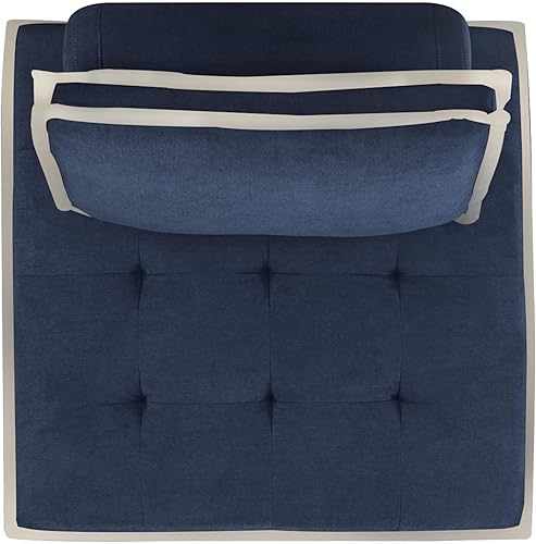 Miniatura 10 de Sunset Trading Pixie - Sofá modular de 4 piezas  Salidas de consola con altavoz Bluetooth, almacenamiento USB, portavasos de tela azul, en forma de