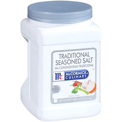 McCormick Culinary Sal tradicional sazonada, 4.5 libras, un recipiente de 4.5 libras de sal de condimento multiusos a granel, perfecto para carnes,