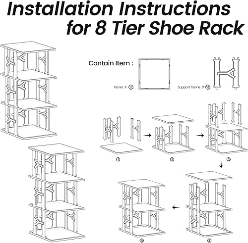 Miniatura 7 de KALYLOC Zapatero - Organizador vertical de plástico para zapatos, ahorro de espacio de 8 niveles para entrada y armario