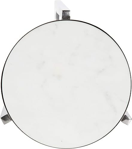 Miniatura 6 de Kate and Laurel Aguilar Glam - Mesa redonda para bebidas, 8 x 8 x 23 pulgadas, color plateado y blanco, mesa decorativa pequeña para uso como