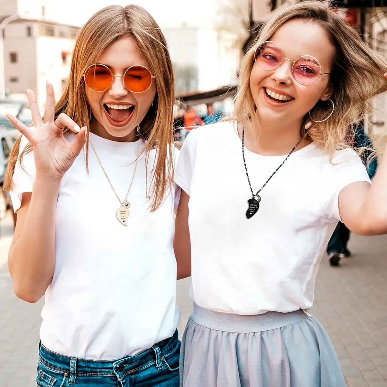 MJartoria BFF Necklace for 2-Valentines Heart Matching Necklace Best Friends Pendant Friendship Necklace Set of 2 Gifts for Women - Image 7