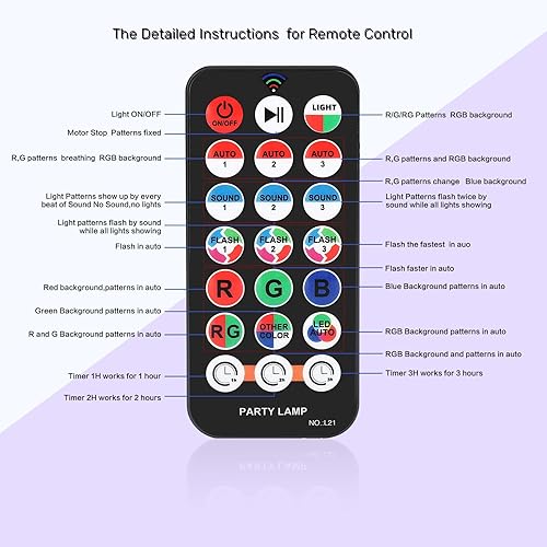 Miniatura 4 de Luces de fiesta, luces de discoteca para fiestas estroboscópicas para pista de baile, proyector de espectáculos de luz activada por sonido, luces de