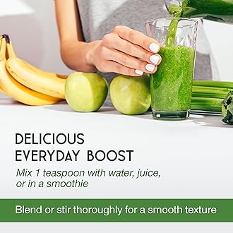 SuperSelf Organic Super Greens Powder - No Additives - 12 Supergreens - Daily Superfood Green Powder with Matcha, Spirulina, Wheatgrass, Chlorella, Acai - 40 Servings - High in Vitamins Protein Fibre