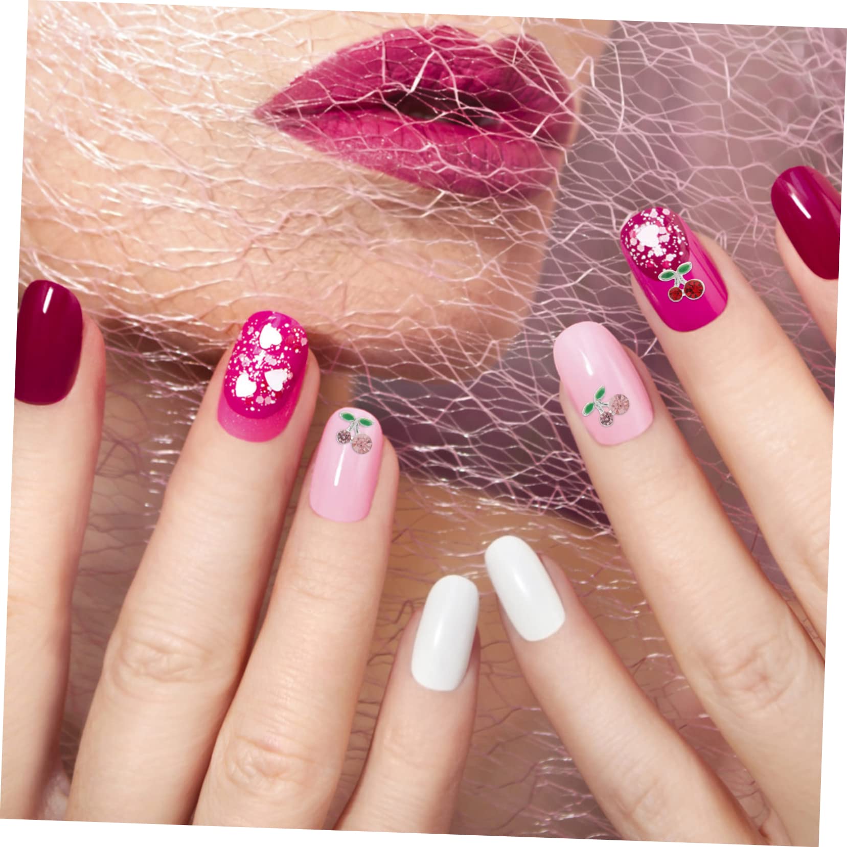 Healvian 180 Stk Nagelsticker Kirsche 3D-Nagelaufkleber Mädchenschmuck Damenteile nail decoration fingernägel aufkleber nagel kirsch Nagel Charms Legierung Zubehör schmücken Fräulein