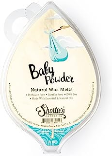 Shortie's Candle Company Baby Powder Natural Soy Wax Melts - 1 Highly Scented 3 Oz. Bar - Made with 100% Soy and Essential Fragrance Oils - Phthalate & Paraffin Free, Vegan, Non-Toxic