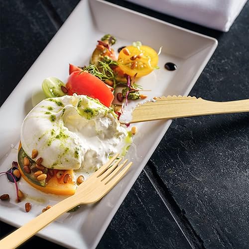 Miniatura 4 de Banbu Utensilios de bambú - 2400PK cuchillos compostables de bambú desechables cuchillos de viaje 100% biodegradables renovables cubiertos naturales