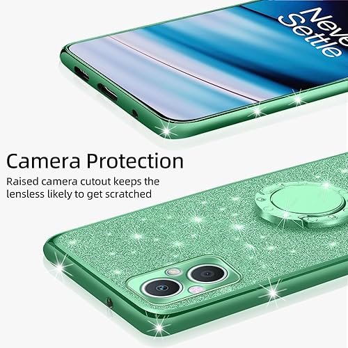 Miniatura 4 de KuDiNi Funda para teléfono N20, OnePlus Nord N20 5G para mujer, bonita funda protectora de TPU transparente suave con purpurina y correa de pie para