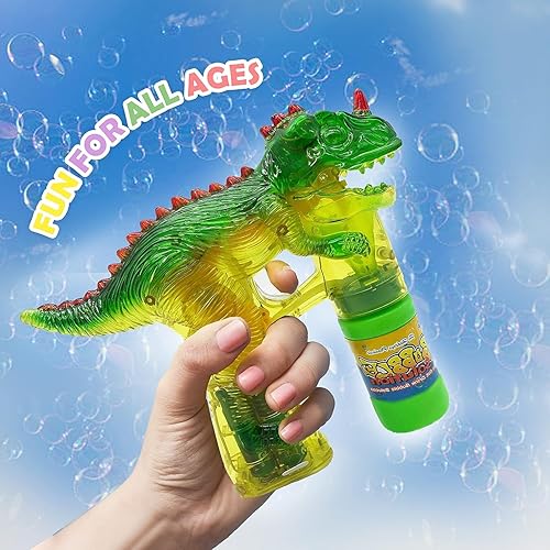 Miniatura 5 de Haktoys Jurassic - Disparador de pistola de burbujas con luz de dinosaurio (paquete de 2) luces, botellas de repuesto adicionales, sin sonido