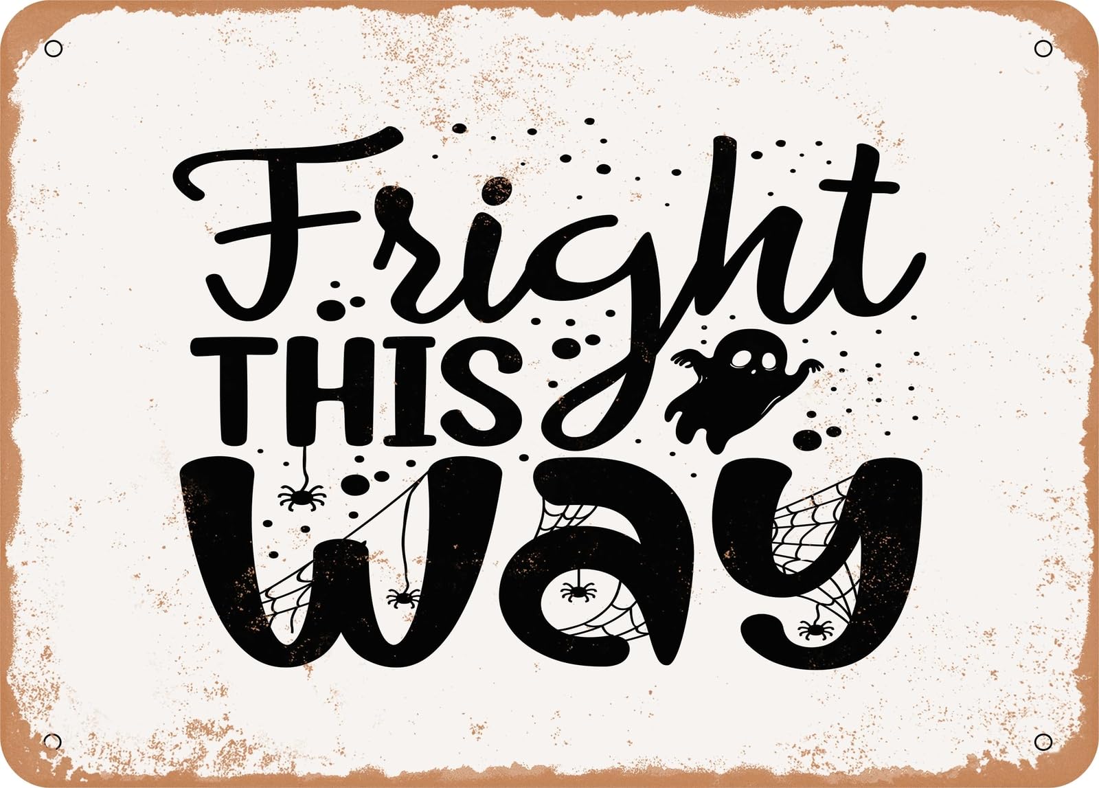 Miaomansenstore Metal Sign - Fright This Way - 2 - Vintage Look Sign Home Decor