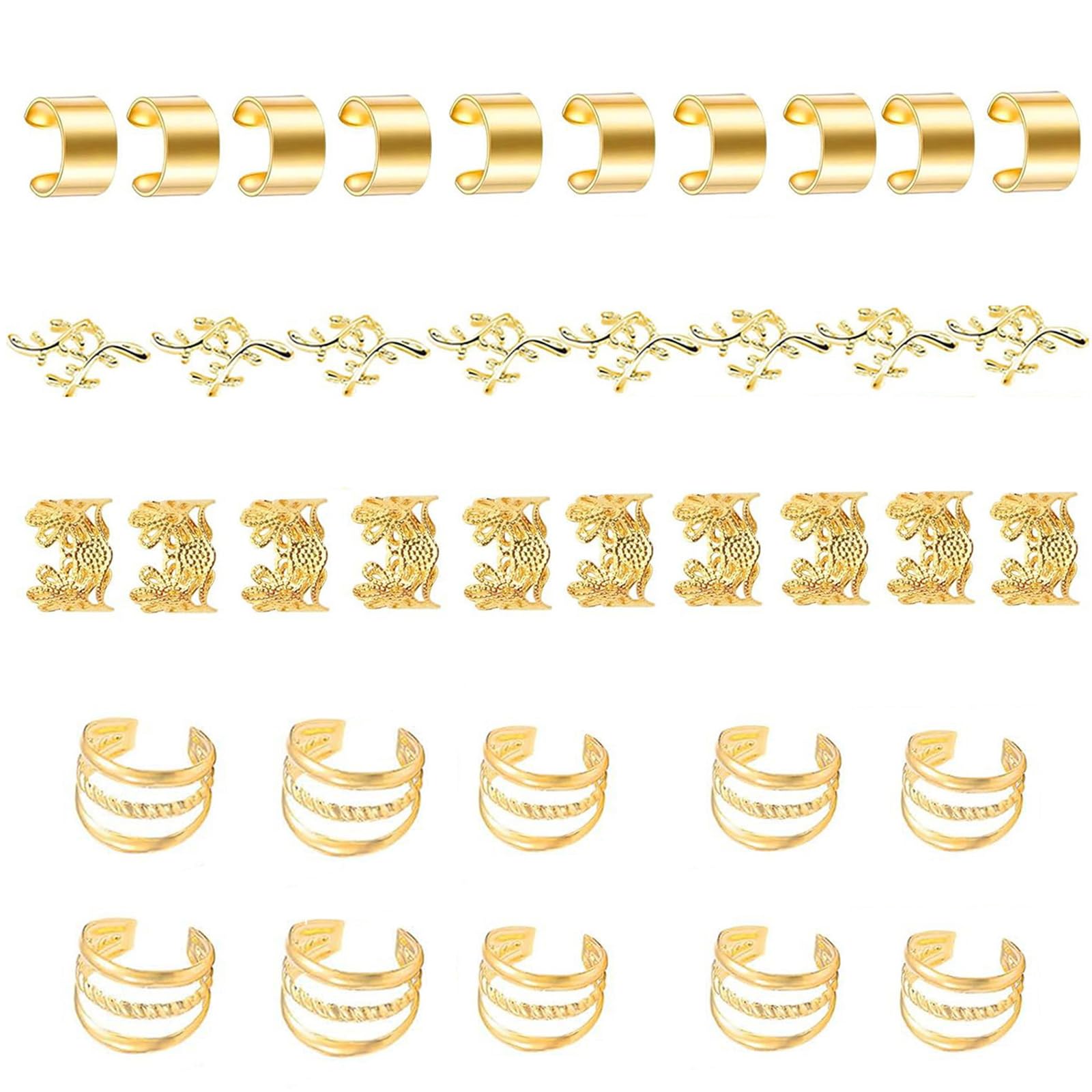 yanwuwa Golden Braid Clip Hair Beads Loose Coil Hair Clip Dreadlock Bead Braid Rings Rings Jewelry Accessories For Men Women