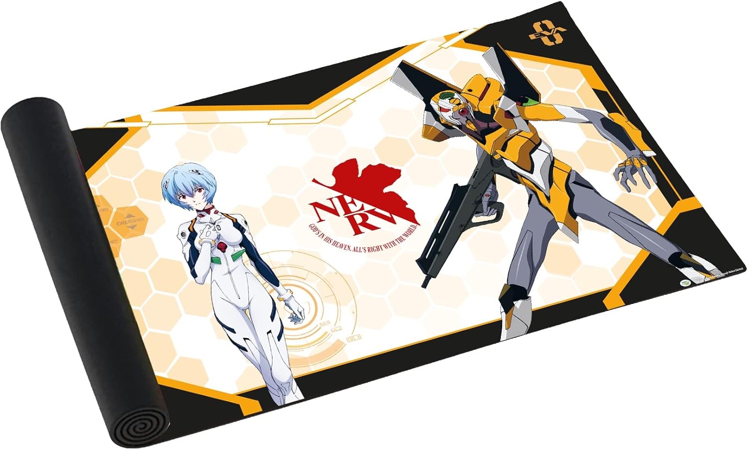 Japanime Games Evangelion: EVA 00 Playmat Gaming Playmat | Large Size (24” x 14”) | Premium Neoprene Surface, Non-Slip Base | Your Favorite Heroes