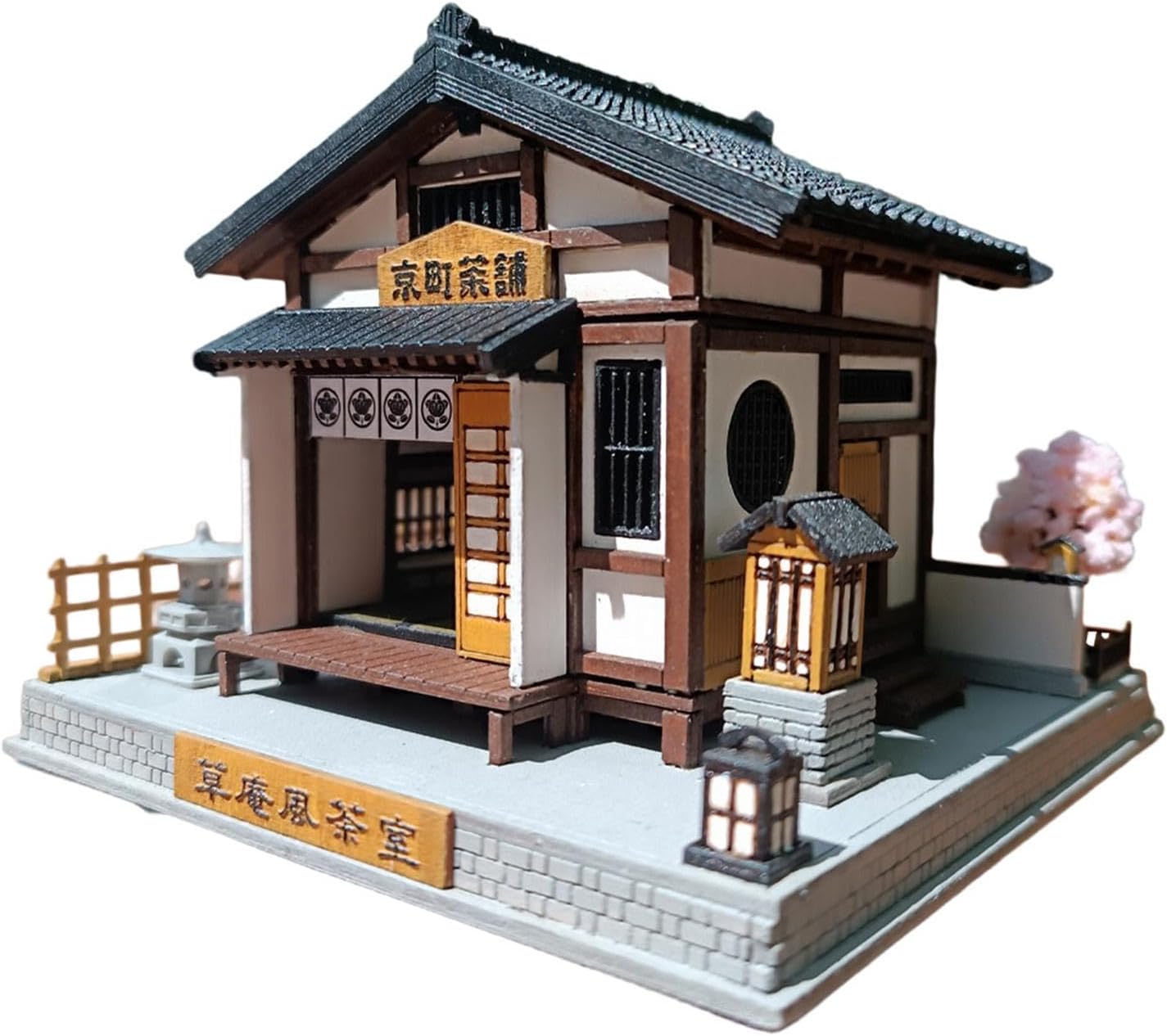 DIY Miniature Teahouse Kit, 1/64 Scale Miniature Scene Model in Japanese for Teenagers and Adults